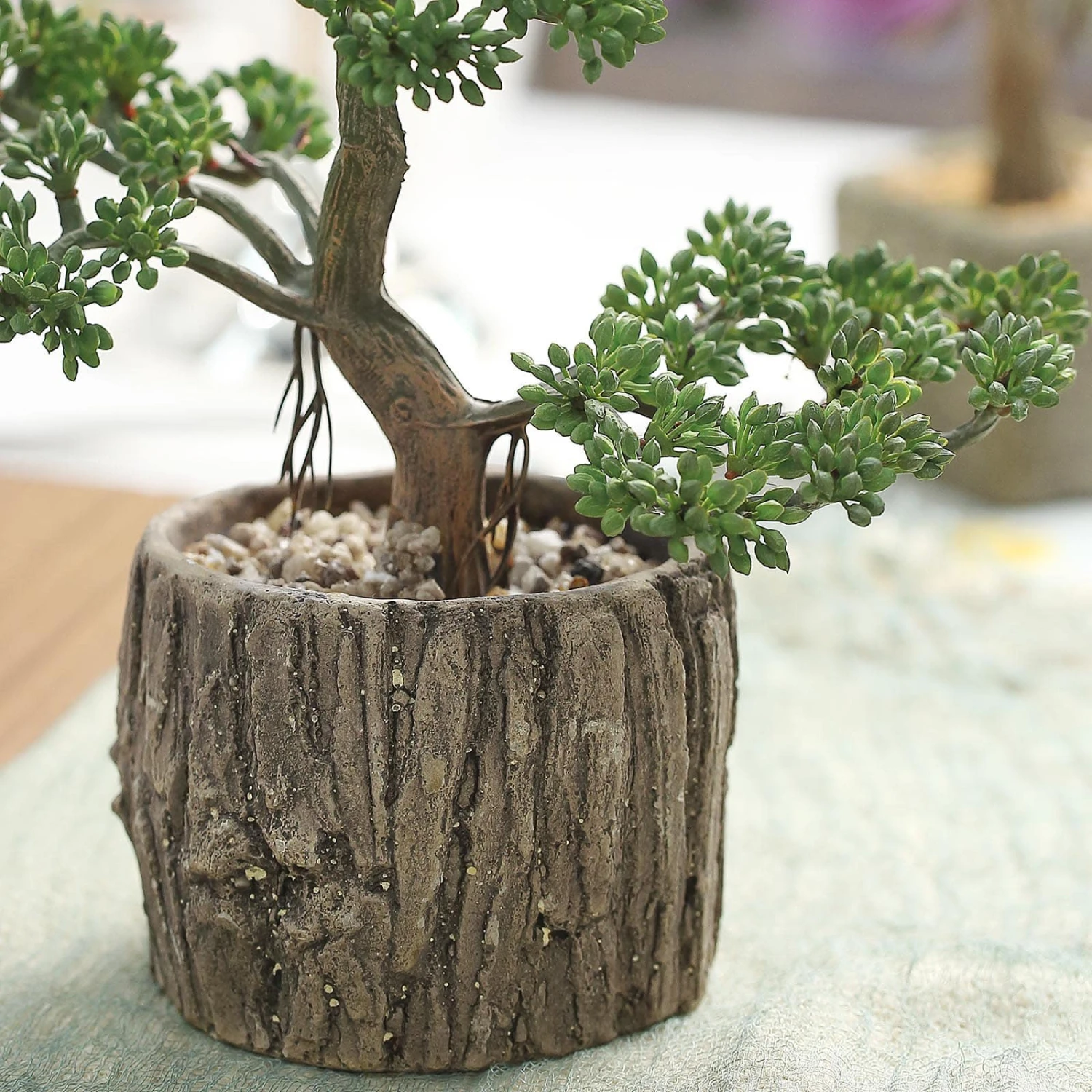 Artificial Tree Stump Planter Pot And Burros Tail Succulent Plant 9" 8 Artificial Tree Stump Planter Pot And Burros Tail Succulent Plant 9" - Image 8