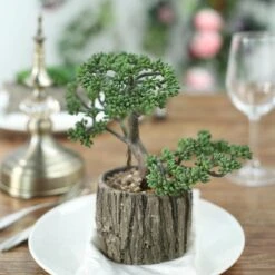 Artificial Tree Stump Planter Pot And Burros Tail Succulent Plant 9" 16 Artificial Tree Stump Planter Pot And Burros Tail Succulent Plant 9" -Home Decor Promotional Store ARTI SUC TR003 ASST 02