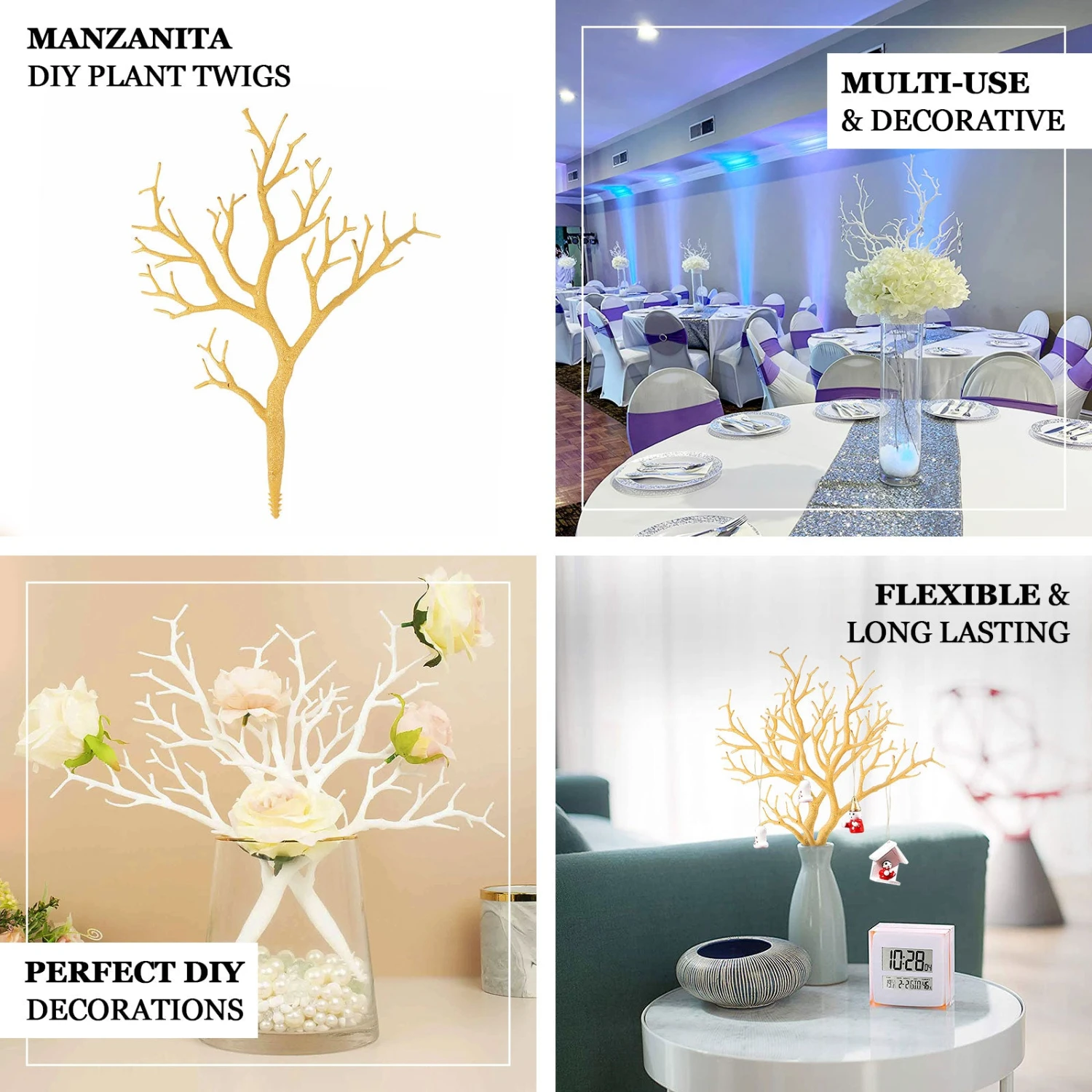 10 Pack Artificial Tree Branch DIY Vase Fillers, Plastic Dry Manzanita Plant Twigs 14" 2 10 Pack Artificial Tree Branch DIY Vase Fillers, Plastic Dry Manzanita Plant Twigs 14" - Image 2