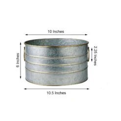 10" Galvanized Metal Bucket Round Beverage Tub With Gold Handles -Home Decor Promotional Store BSKT MET 001 10X6 SILV 98.progressive 86980d18 eb83 461a 8b3a 942a04018360