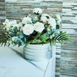 10" Galvanized Metal Bucket Round Beverage Tub With Gold Handles -Home Decor Promotional Store BSKT MET 001 10X6 SILV D06 490x490 f46bfd1f 8e5c 40cd a4fb f04f147e31ae