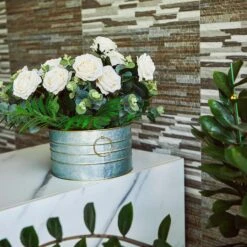 10" Galvanized Metal Bucket Round Beverage Tub With Gold Handles -Home Decor Promotional Store BSKT MET 001 10X6 SILV D07.progressive 432fa2cf 045e 498b 847d a8dadeb957ca