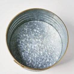 10" Galvanized Metal Bucket Round Beverage Tub With Gold Handles -Home Decor Promotional Store BSKT MET 001 10X6 SILV D11.progressive c41695d7 94dd 433c a910 c404674c245b