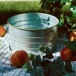 10" Galvanized Metal Bucket Round Beverage Tub With Gold Handles -Home Decor Promotional Store BSKT MET 001 10X6 SILV 02.progressive 0ada10ec b887 4279 8314 f52cc17d7d77