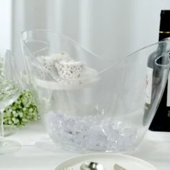 Clear 7 Liter Plastic Ice & Drinks Bucket, Party Beverage Cooler Storage Tub With Handles -Home Decor Promotional Store BSKT PLST 001 14X10 CLR D02