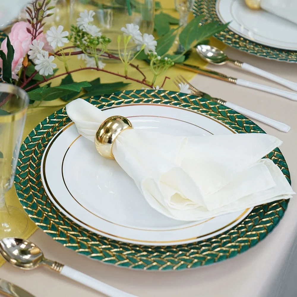 8 Pack Luxurious Braided Rim Glass Charger Plates, Clear Round Charger Plates 13" 17 8 Pack Luxurious Braided Rim Glass Charger Plates, Clear Round Charger Plates 13" - Image 17