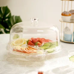 Clear Acrylic Pedestal Plate Riser & Dome Lid, Multipurpose Serving Dish 12" -Home Decor Promotional Store CAKE PLST 001 CLR D06 c79e4c38 10c2 4216 bdd2 d51da7deb7f8