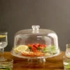Clear Acrylic Pedestal Plate Riser & Dome Lid, Multipurpose Serving Dish 12"