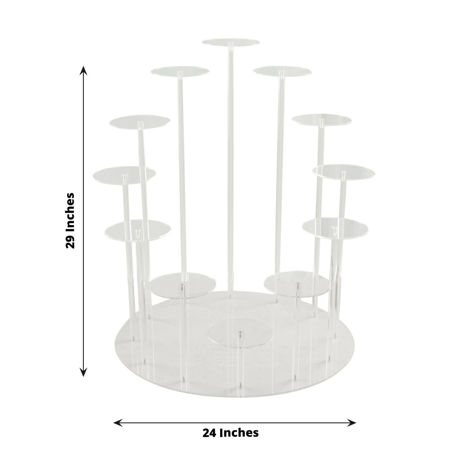 12-Arm Tiered Clear Acrylic Dessert Display Stand, Multi-layer Round Tray Serving Rack 29" Tall 14 12-Arm Tiered Clear Acrylic Dessert Display Stand, Multi-layer Round Tray Serving Rack 29" Tall - Image 14