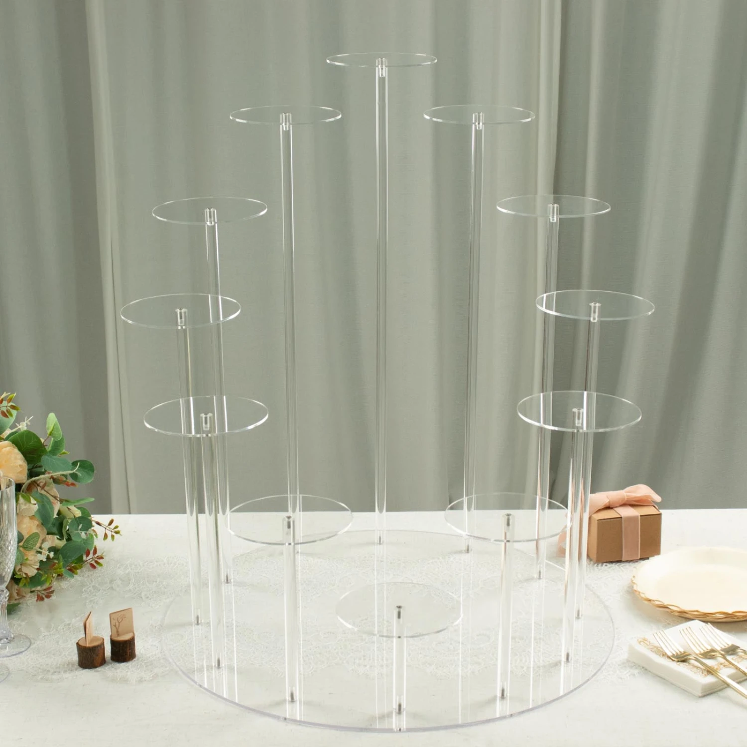 12-Arm Tiered Clear Acrylic Dessert Display Stand, Multi-layer Round Tray Serving Rack 29" Tall 5 12-Arm Tiered Clear Acrylic Dessert Display Stand, Multi-layer Round Tray Serving Rack 29" Tall - Image 5