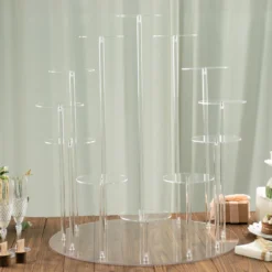12-Arm Tiered Clear Acrylic Dessert Display Stand, Multi-layer Round Tray Serving Rack 29" Tall 21 12-Arm Tiered Clear Acrylic Dessert Display Stand, Multi-layer Round Tray Serving Rack 29" Tall -Home Decor Promotional Store CAKE PLST 003 12 CLR D06