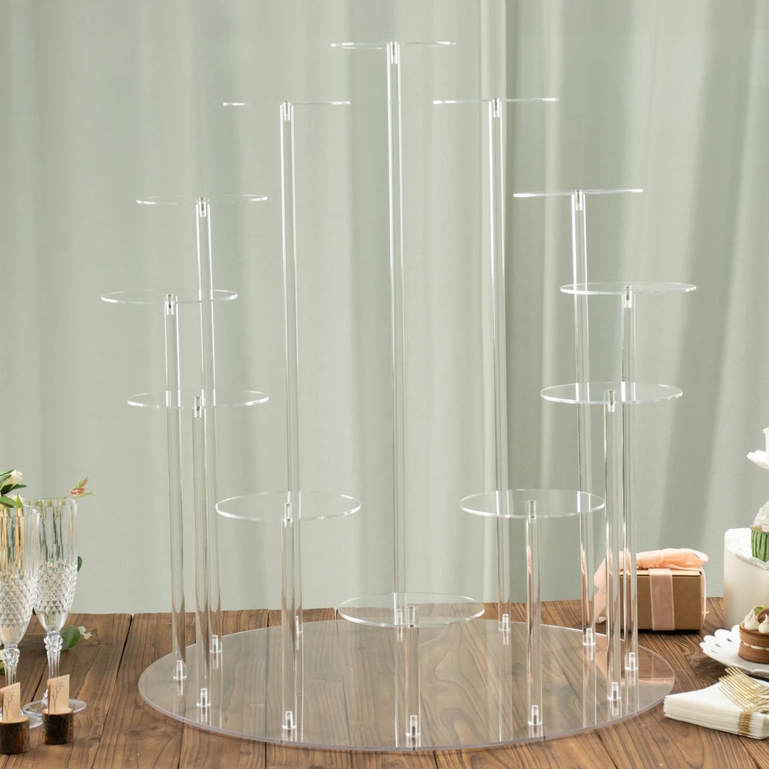 12-Arm Tiered Clear Acrylic Dessert Display Stand, Multi-layer Round Tray Serving Rack 29" Tall 8 12-Arm Tiered Clear Acrylic Dessert Display Stand, Multi-layer Round Tray Serving Rack 29" Tall - Image 8