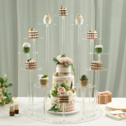 12-Arm Tiered Clear Acrylic Dessert Display Stand, Multi-layer Round Tray Serving Rack 29" Tall 16 12-Arm Tiered Clear Acrylic Dessert Display Stand, Multi-layer Round Tray Serving Rack 29" Tall -Home Decor Promotional Store CAKE PLST 003 12 CLR 01