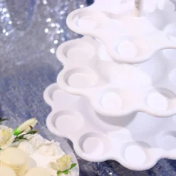 5-Tier Scallop Edge Riser With 27 Holders, White Plastic Display Stand 18" -Home Decor Promotional Store CAKE PLST R001 5 WHT D05