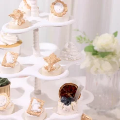 5-Tier Scallop Edge Riser With 27 Holders, White Plastic Display Stand 18" -Home Decor Promotional Store CAKE PLST R001 5 WHT D06