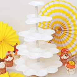 5-Tier Scallop Edge Riser With 27 Holders, White Plastic Display Stand 18" -Home Decor Promotional Store CAKE PLST R001 5 WHT D10