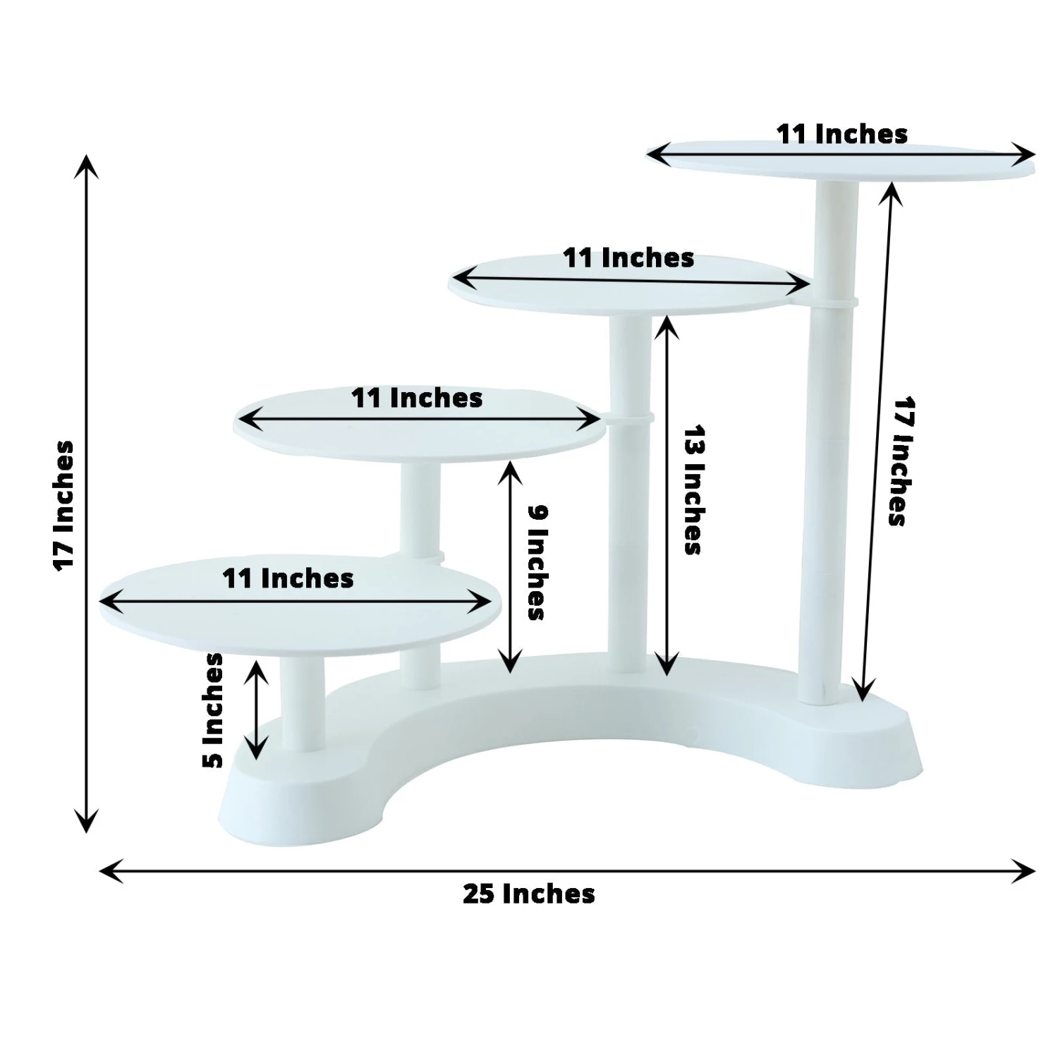 4-Tier Half Moon White Plastic Pedestal Riser, Display Stand With Multiple Pedestals - 17" Tall 15 4-Tier Half Moon White Plastic Pedestal Riser, Display Stand With Multiple Pedestals - 17" Tall - Image 15