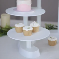 4-Tier Half Moon White Plastic Pedestal Riser, Display Stand With Multiple Pedestals - 17" Tall 23 4-Tier Half Moon White Plastic Pedestal Riser, Display Stand With Multiple Pedestals - 17" Tall -Home Decor Promotional Store CAKE PLST R005 4 WHT D02.progressive 97fcea32 e447 40df aaba 9e4ed7d1c855
