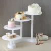 4-Tier Half Moon White Plastic Pedestal Riser, Display Stand With Multiple Pedestals - 17" Tall