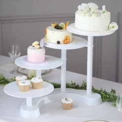 4-Tier Half Moon White Plastic Pedestal Riser, Display Stand With Multiple Pedestals - 17" Tall 19 4-Tier Half Moon White Plastic Pedestal Riser, Display Stand With Multiple Pedestals - 17" Tall -Home Decor Promotional Store CAKE PLST R005 4 WHT 02.progressive 10bc9c23 b570 41db a00a c47d08a18fea