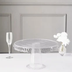 4 Pack Round Footed Reusable Plastic Pedestal Risers, Dessert/Appetizer Display Stand With Interchangeable Ribbon Trim Edge 13" 27 4 Pack Round Footed Reusable Plastic Pedestal Risers, Dessert/Appetizer Display Stand With Interchangeable Ribbon Trim Edge 13" -Home Decor Promotional Store CAKE PLST R007 CLR D04