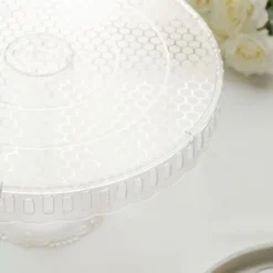 4 Pack Round Footed Reusable Plastic Pedestal Risers, Dessert/Appetizer Display Stand With Interchangeable Ribbon Trim Edge 13" 30 4 Pack Round Footed Reusable Plastic Pedestal Risers, Dessert/Appetizer Display Stand With Interchangeable Ribbon Trim Edge 13" -Home Decor Promotional Store CAKE PLST R007 CLR D05