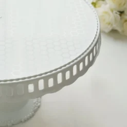 4 Pack Round Footed Reusable Plastic Pedestal Risers, Dessert/Appetizer Display Stand With Interchangeable Ribbon Trim Edge 13" 34 4 Pack Round Footed Reusable Plastic Pedestal Risers, Dessert/Appetizer Display Stand With Interchangeable Ribbon Trim Edge 13" -Home Decor Promotional Store CAKE PLST R007 WHT D05