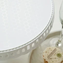 4 Pack Round Footed Reusable Plastic Pedestal Risers, Dessert/Appetizer Display Stand With Interchangeable Ribbon Trim Edge 13" 25 4 Pack Round Footed Reusable Plastic Pedestal Risers, Dessert/Appetizer Display Stand With Interchangeable Ribbon Trim Edge 13" -Home Decor Promotional Store CAKE PLST R007 WHT D06