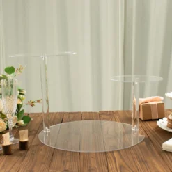 Clear 3-Tier Plastic Spiral Pedestal Riser, Round Dessert Display Stand 23" -Home Decor Promotional Store CAKE PLST R011 3 CLR D05