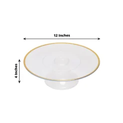 2 Pack Clear With Gold Rim Plastic Pedestal Risers, Dessert/Appetizer Display Stand 12" -Home Decor Promotional Store CAKE PLST R012 CLGD 98