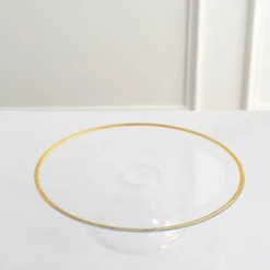 2 Pack Clear With Gold Rim Plastic Pedestal Risers, Dessert/Appetizer Display Stand 12" -Home Decor Promotional Store CAKE PLST R012 CLGD D02