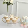 2 Pack Clear With Gold Rim Plastic Pedestal Risers, Dessert/Appetizer Display Stand 12"