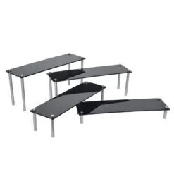 Set Of 4 | Premium Acrylic Pedestal Risers, Appetizer/Dessert Display Stands -Home Decor Promotional Store CAKE PLST REC001 SET BLK 99