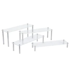 Set Of 4 | Premium Acrylic Pedestal Risers, Appetizer/Dessert Display Stands -Home Decor Promotional Store CAKE PLST REC001 SET CLR 99
