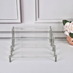 Set Of 4 | Premium Acrylic Pedestal Risers, Appetizer/Dessert Display Stands -Home Decor Promotional Store CAKE PLST REC001 SET CLR D09