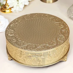 Embossed Pedestal Riser, Matte Metal Display Stand 14" Round -Home Decor Promotional Store CAKE RND1 14 GOLD D05.progressive ec677666 3c84 4147 b6df d9b0f7510a51