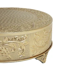 Embossed Pedestal Riser, Matte Metal Display Stand 14" Round -Home Decor Promotional Store CAKE RND1 14 GOLD D07.progressive d4e1da08 aecf 4da2 9963 2f9c224b6a77