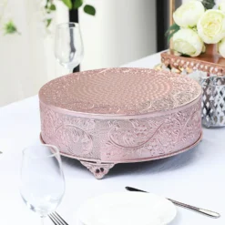 Embossed Pedestal Riser, Matte Metal Display Stand 14" Round