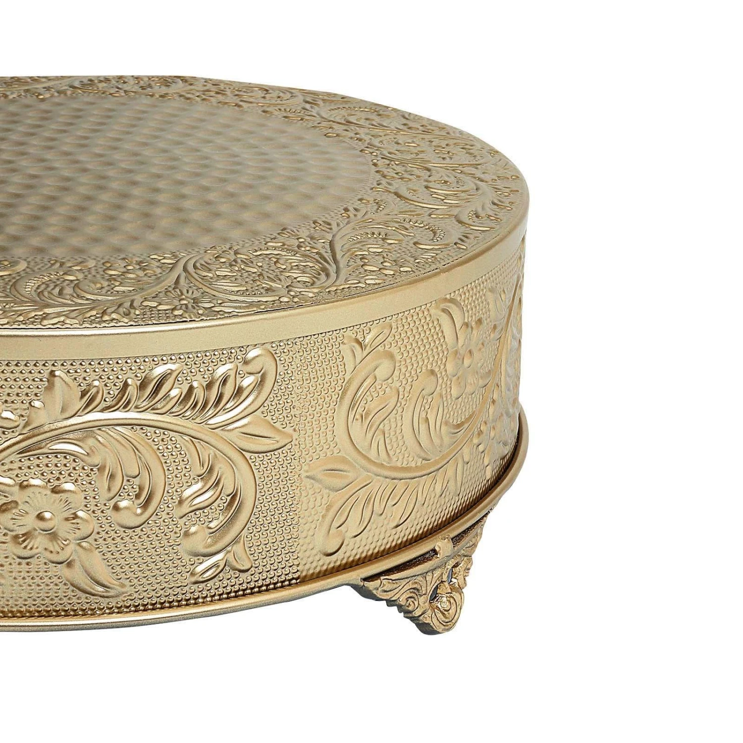 Embossed Pedestal Riser, Matte Metal Display Stand 18" Round 9 Embossed Pedestal Riser, Matte Metal Display Stand 18" Round - Image 9