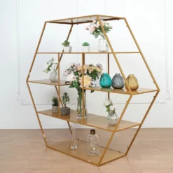 Large Gold Metal Hexagonal Riser, Dessert Display Stand, Modern Bookcase 4ft -Home Decor Promotional Store CAKE STND H02 51 GOLD D03.progressive 129ddedc 89ef 4c67 96e1 98f170bc9336