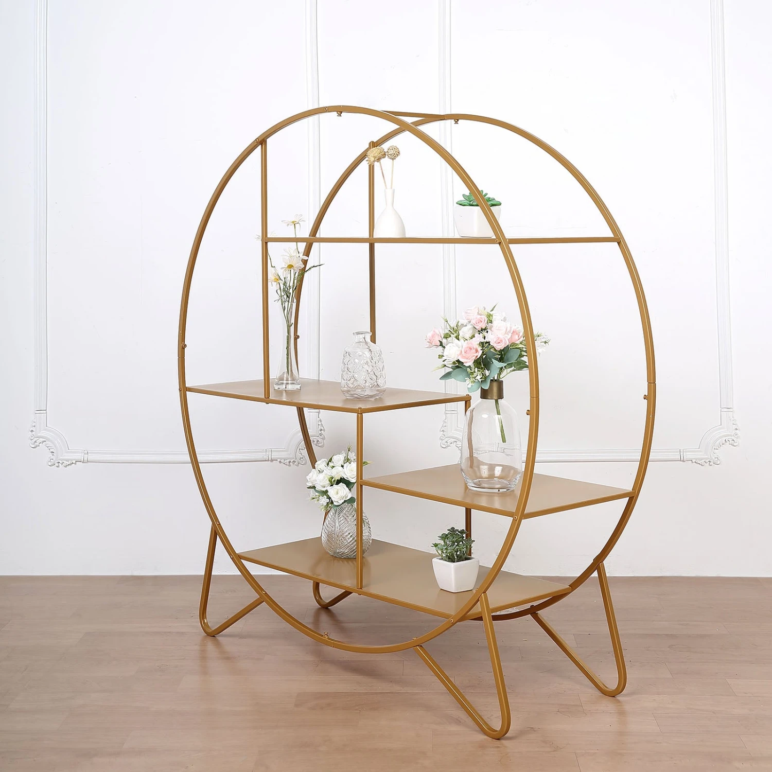 Large Gold Metal Round Riser, Dessert Display Stand, Modern Bookcase 4ft 6 Large Gold Metal Round Riser, Dessert Display Stand, Modern Bookcase 4ft - Image 6
