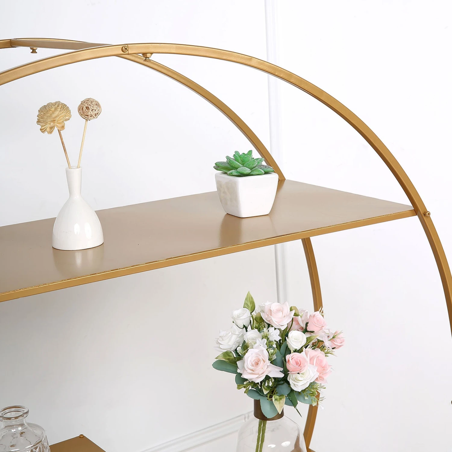 Large Gold Metal Round Riser, Dessert Display Stand, Modern Bookcase 4ft 7 Large Gold Metal Round Riser, Dessert Display Stand, Modern Bookcase 4ft - Image 7