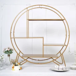 Large Gold Metal Round Riser, Dessert Display Stand, Modern Bookcase 4ft 11 Large Gold Metal Round Riser, Dessert Display Stand, Modern Bookcase 4ft -Home Decor Promotional Store CAKE STND R02 48 GOLD 01