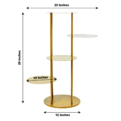 Gold Metal 5-Tier Round Dessert Display Riser, Tiered Planter Shelves, Dessert Centerpiece Stand 2.5ft -Home Decor Promotional Store CAKE STND R03 4 GOLD 98