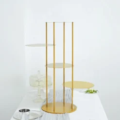Gold Metal 5-Tier Round Dessert Display Riser, Tiered Planter Shelves, Dessert Centerpiece Stand 2.5ft -Home Decor Promotional Store CAKE STND R03 4 GOLD 01