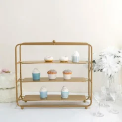 Gold Metal 3-Tier Square Riser, Dessert/Appetizer Buffet Display Stand 19" -Home Decor Promotional Store CAKE STND S01 24 GD 02 760x760 ede72bb4 8019 41ff a067 922c480f0ff6