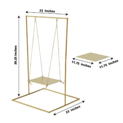 Gold Metal Hanging Dessert Display Centerpiece With Jute Rope, Cake Stand Swing 3ft Tall -Home Decor Promotional Store CAKE STND SWING01 GOLD 98