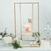 Gold Metal Hanging Dessert Display Centerpiece With Jute Rope, Cake Stand Swing 3ft Tall