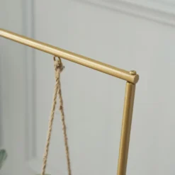 Gold Metal Hanging Dessert Display Centerpiece With Jute Rope, Cake Stand Swing 3ft Tall -Home Decor Promotional Store CAKE STND SWING01 GOLD D04