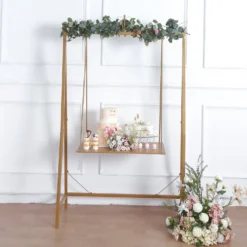 6ft Tall Gold Metal Dessert Display Stand Swing
